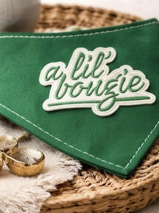 'A lil bougie' Green Snap Dog Bandana