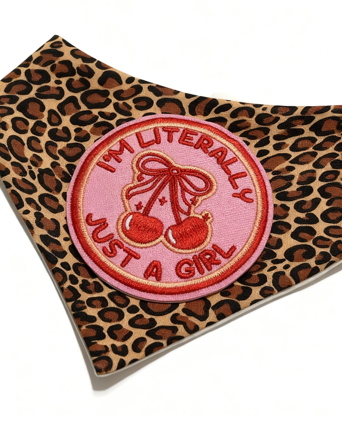 Literally, Just A Girl Leopard Snap Dog Bandana