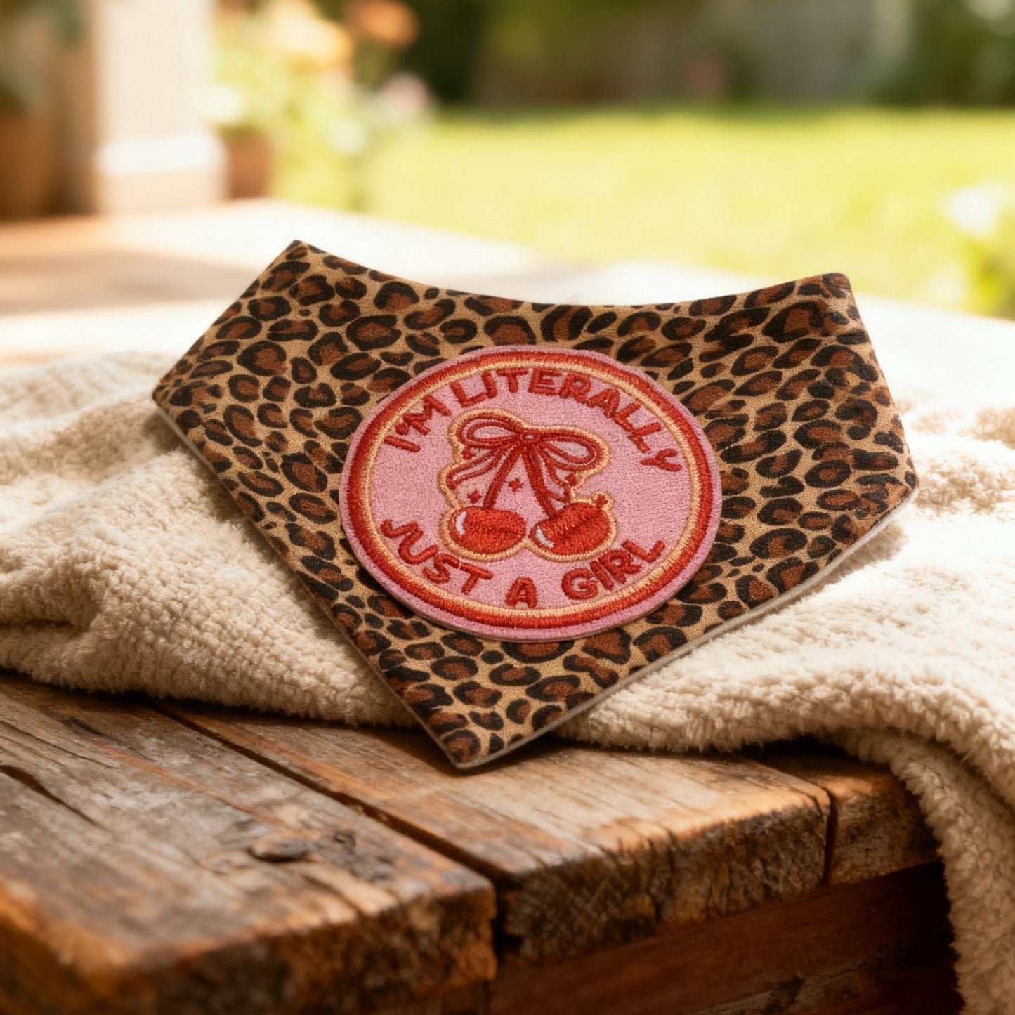 Literally, Just A Girl Leopard Snap Dog Bandana