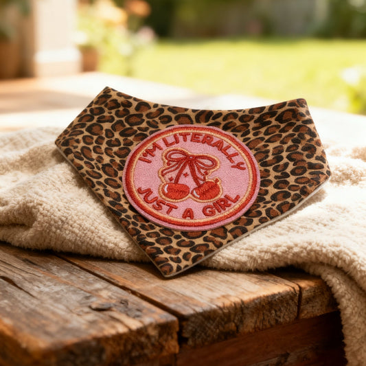 Literally, Just A Girl Leopard Snap Dog Bandana